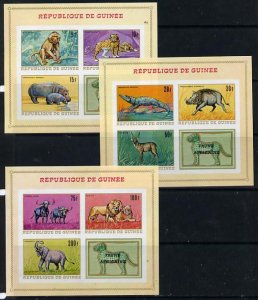 GUINEA - 1968 - Wildlife - 3 Imperf Min Sheets - Mint Never Hinged