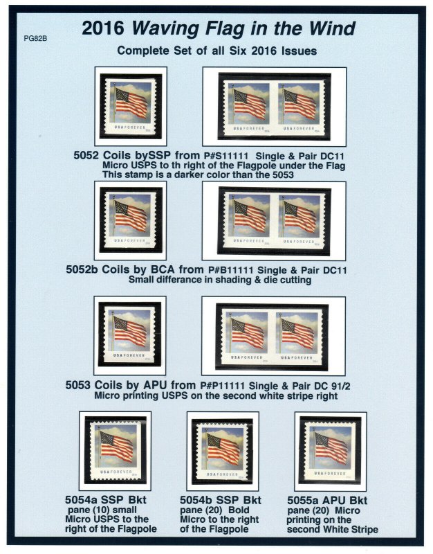 (82B) 2016 Waving Flags (Singles & Pairs) MNH )