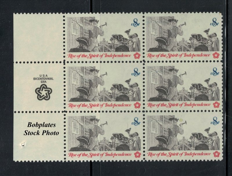 BOBPLATES US #1477 Spirit of Independence Left Copyright Block of 6 F-VF NH