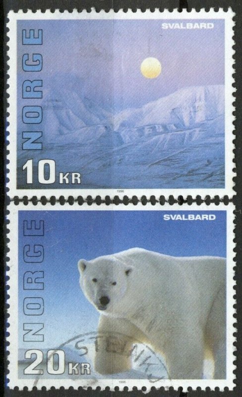 Norway 1996, NK 1251-52, Svalbard, Polar bear set VFU, Mi 1202-03