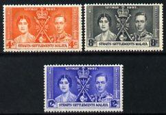 Malaya - Straits Settlements 1937 KG6 Coronation set of 3...