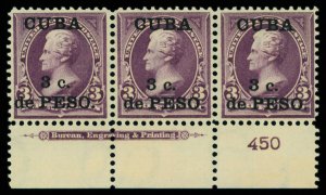 Cuba (U.S.: 1898-1903) #224 Mint hisonhs fine to very fine  plate number stri...