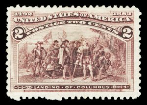 Scott 231 2c Columbian Mint F-VF Dist OG HR Gum Skip Cat $12.50