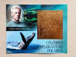 Polar Exploers and Fauna  2023 year 5 blocks Foil. Bronza.  perforated  NEW