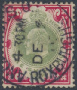 GB SG 312   Green / Scarlet  SC#  138a  Used  see details & scans