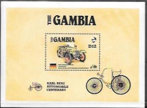 Gambia #629 MNH Souvenir Sheet. Centenary of Karl Benz Auto