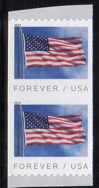 2019 USA Forever U.S. Flag US - Coil Pair  Mint  (BCA) Scott 5343