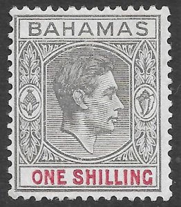 Bahamas Scott 110 MH 1/- black and carmine King George VI KGVI issue of 1938