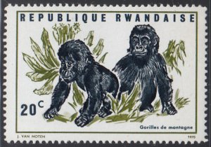 Rwanda 1970 MNH Sc 359 20c Two young mountain gorillas