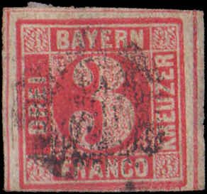 German States - Bavaria #10, Incomplete Set, 1862, Used