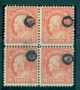 USA 1912-14 Sc#415 9c salmon red Franklin Perf 12 Wmk S/L Blk 4 FU lot68967