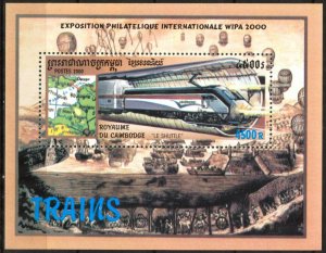 Cambodia 2000 Trains Locomotives S/S MNH