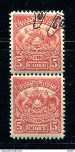 Chile 1904 Pair One without Overprint 5c Sc 60c MH/MNH 14532 