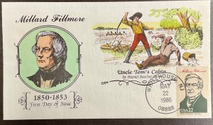 2217d  Collins Hand Painted cachet Millard Fillmore, Ameripex  ‘86 FDC