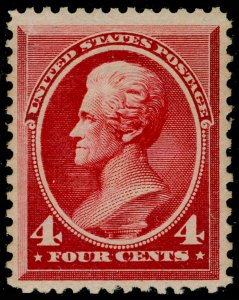 USA SCOTT 215, 4c carmine, NH MINT. Cat $800.