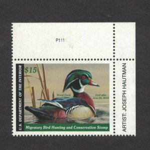 RW79 Federal Duck Stamp. Plate Numbered Single. MNH. OG.  #02 RW79PNSTR