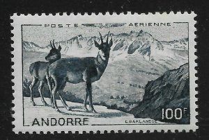 French Andorra 1950, 100fr Air Mail,  Scott # C1, VF MNH**OG (FR-1)