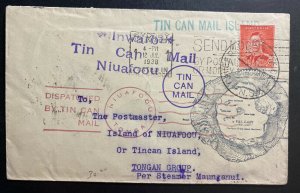 1938 Sydney Australia Tin Can Canoe Mail cover To Niuafoou Isle Tonga Toga