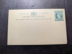 Mint Straits Settlements Postal Stationery Postcard One Cent Denomination