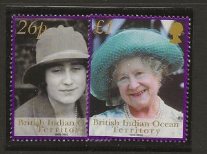 British Indian Ocean Territory 2002 Queen Mother set of 2 sg.267-8   MNH