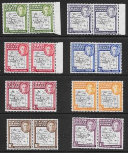 FALKLAND IS.DEP. SGG1/8a 1946 SET IN PAIRS 1 WITH GAP IN 80th PARALLEL VAR LMM