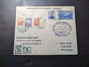 1932 Brazil Peru Dual Postage LZ 127 Graf Zeppelin Cover Lima to Lorch Germany