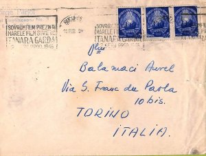 ac6495 - ROMANIA - Postal History - COVER to ITALY 1948 - Nice CINEMA postmark-