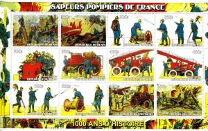 Benin 2003 FRENCH FIRE BRIGADES Sheet (12) Perforated Mint (NH)