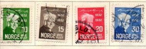 Norway Sc 154-57 1932 Bjornson stamp set used
