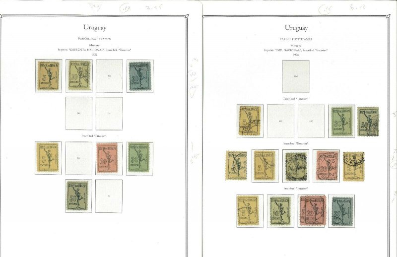 Uruguat 1859-1970 M & U on Palo Hingeless Pages (No Binder)