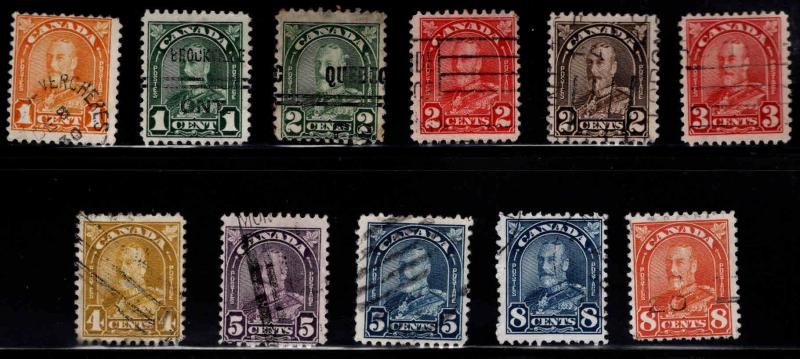 Canada Scott 162-172 Used stamp short set