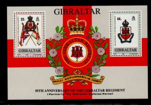 Gibraltar Sc 548 1989 50th Anniversary Gibraltar Regiment stamp sheet mint NH