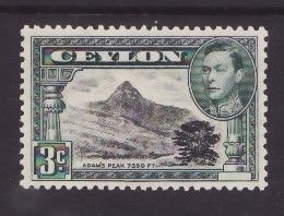 Ceylon-Sc#279d- id9-unused og NH KGVI 3c Adam's peak-perf 12-1946-