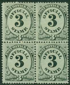 EDW1949SELL : USA 1873 Scott #O49 Block of 4. Mint Original Gum. Catalog $45.00.