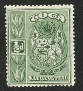 TONGA  Scott 39 MH* 1934 coat of arms stamp turtle watermark