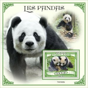 Togo 2021 MNH Wild Animals Stamps Giant Pandas Panda Bears Fauna 1v S/S