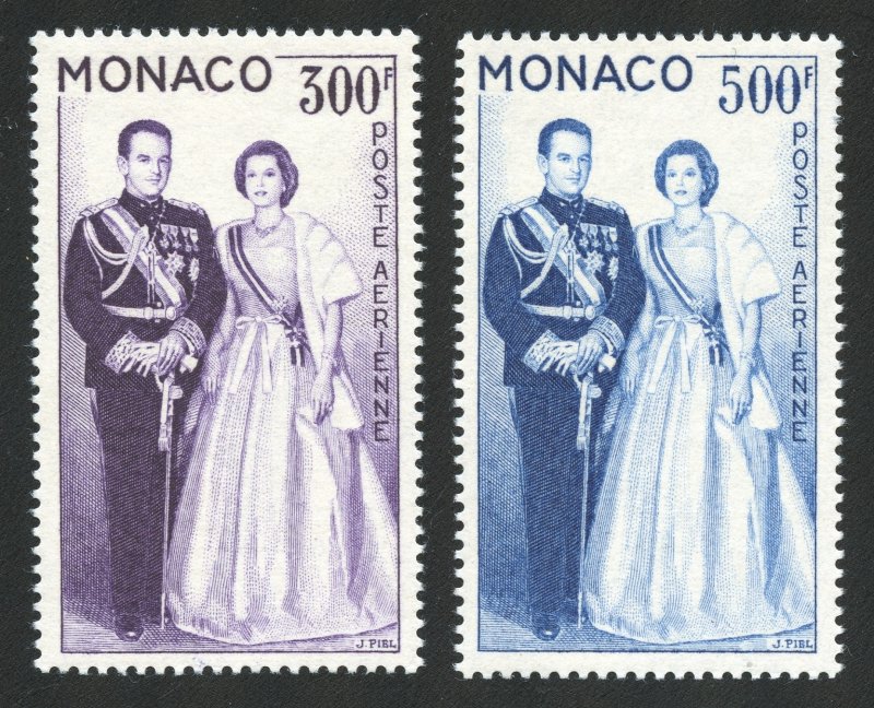 Monaco Scott C53-C54 MNHOG - 1959 Prince Ranier III/Princess Grace - SCV $22.00