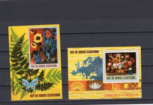 EQUATORIAL GUINEA 1977 PAINTINGS/FLOWERS SET OF 2 S/S MNH