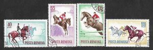 SE)1964 ROMANIA COMPLETE SERIES, HORSE SPORTS, RACING, 3 STAMPS CTO