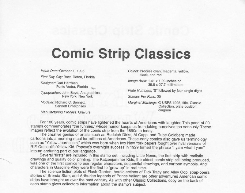 US#3000  32c Comic Strip Classics first day of issue sheet of 20  CV $13.00