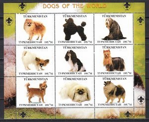 Turkmenistan 2000 DOGS OF THE WORLD Scout Emblem Sheet Perforated Mint (NH)