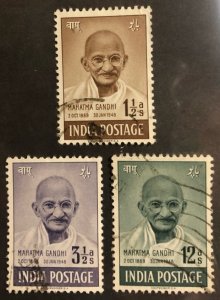 India Scott #203-205 VF Mahatma Ghandhi Used Cat. $17.50