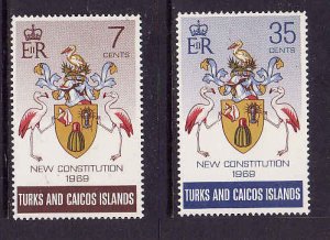 Turks & Caicos-Sc#200-1-unused NH set-Coat of Arms-1970-