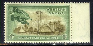 Western Samoa 1952 QE2 1d Native Houses & Flags Umm SG 220 ( F870 )