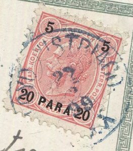 AUSTRIA Offices in Turkey 1899 Sc 22  20pa Blue LLOYD AUSTRIACO LXX ship cancel