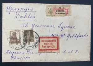 1926 Moscow Russia Registered Airmail Cover To Dublin Ireland