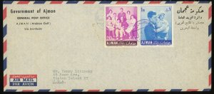Ajman Airmail Cover to USA 1967 Kennedy Issue Middle East Postage UAE