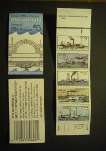 BK166, Scott 2409a, 25c Steamboats, #1, MNH Complete booklet