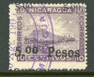 Nicaragua 1903  Tourist OP on Momotombo 5P/10¢ Scott UNL Max 231 Postal Use Y902