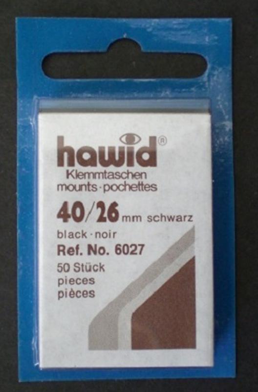 Hawid Stamp Mounts Size 40/26 BLACK Background Pack of 50 